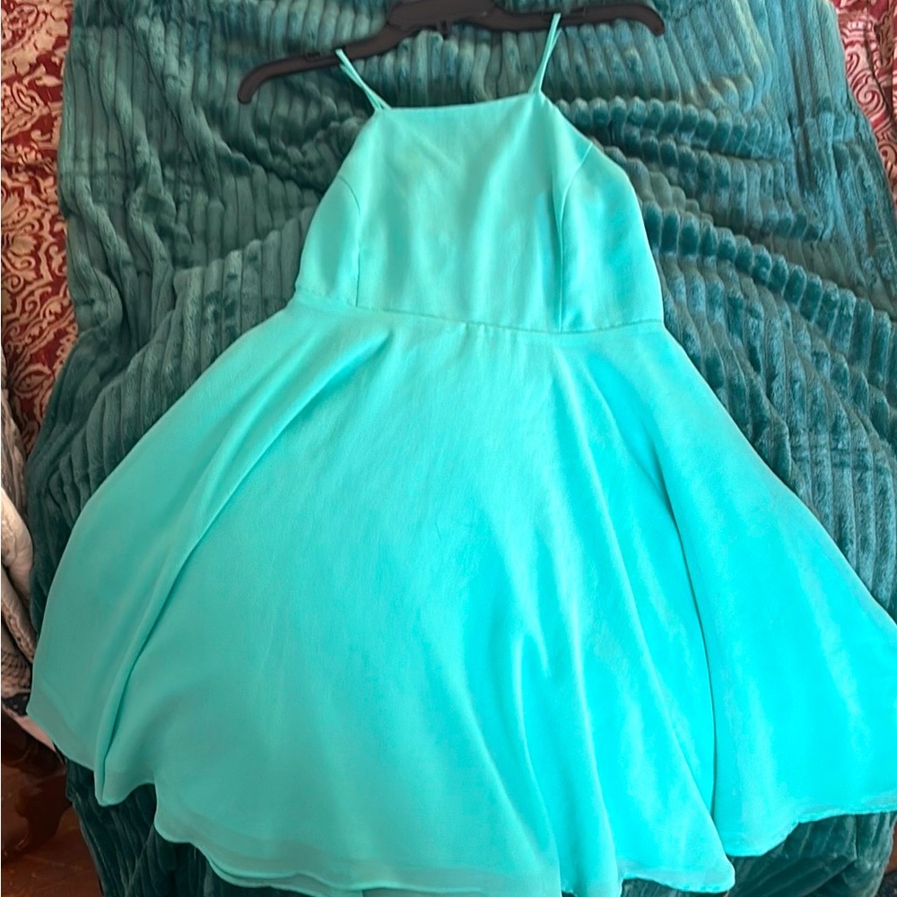 Silence + Noise beautiful spring dress, cross back straps, Tiffany color